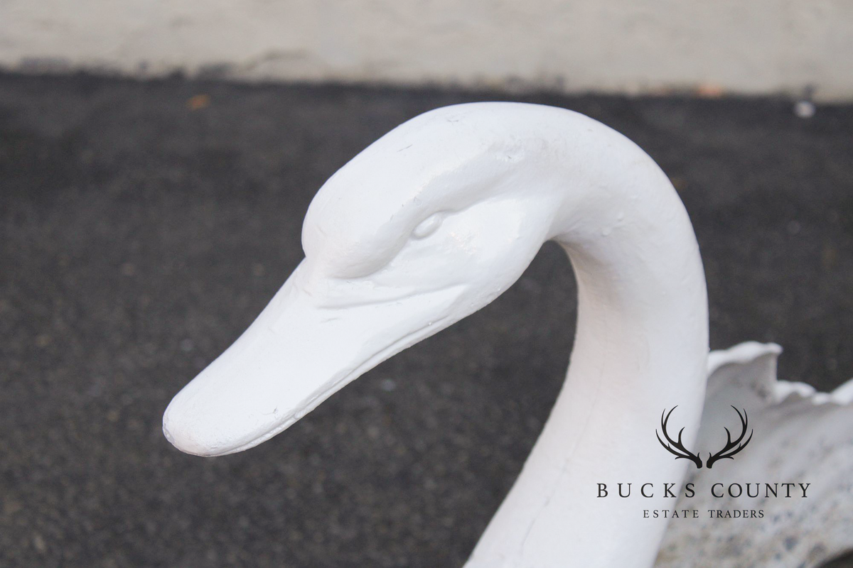 Vintage Cast Metal Swan Garden Planter