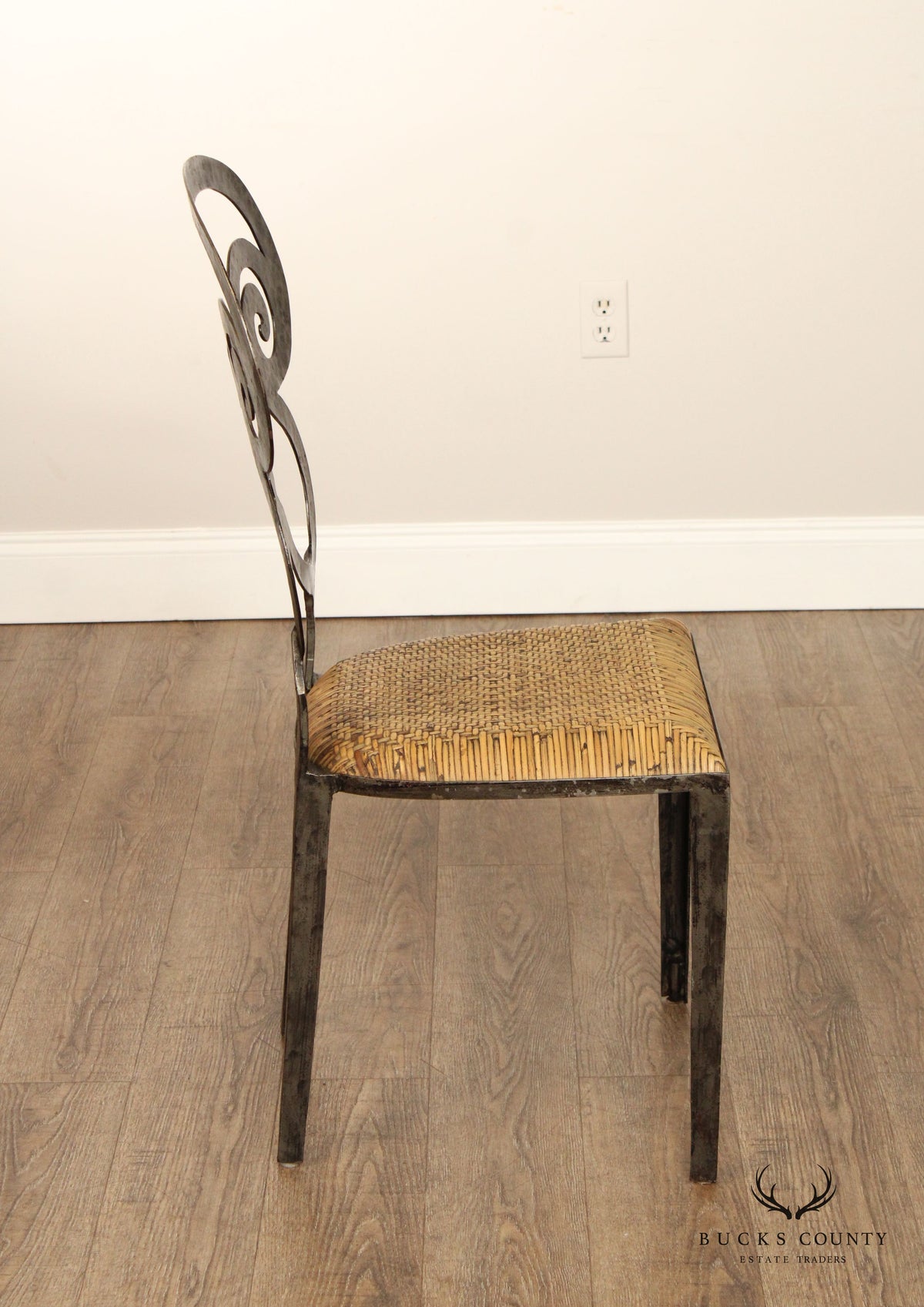 Biedermeir Style Pair Of Forged Iron Frame dining Chairs (originally set of 4)