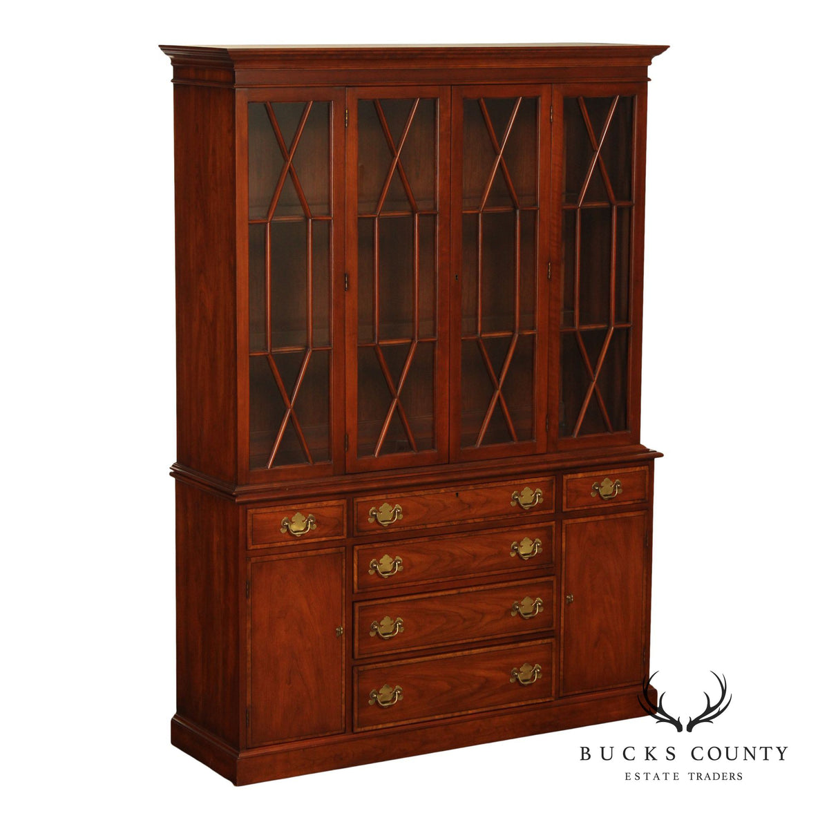 Henkel Harris Cherry Breakfront China Cabinet