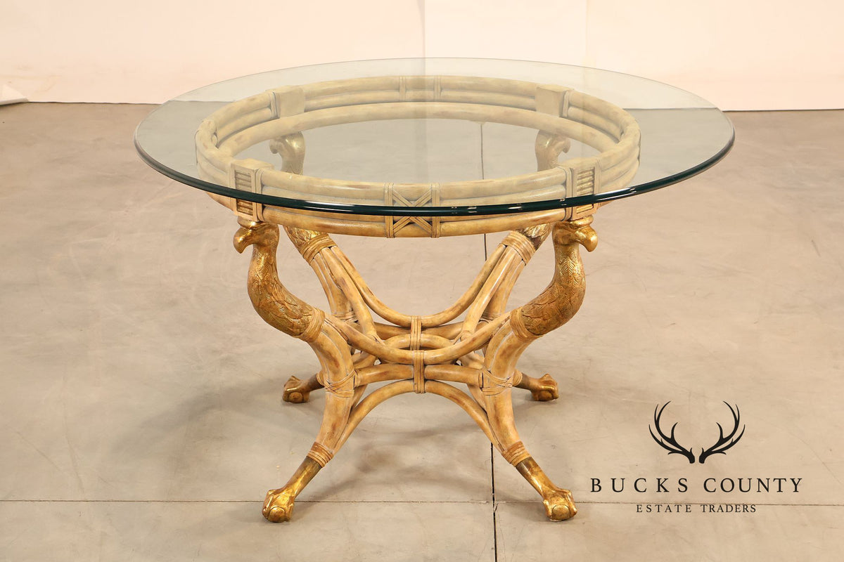 Maitland Smith 48" Round Glass Top Figural Dining Table