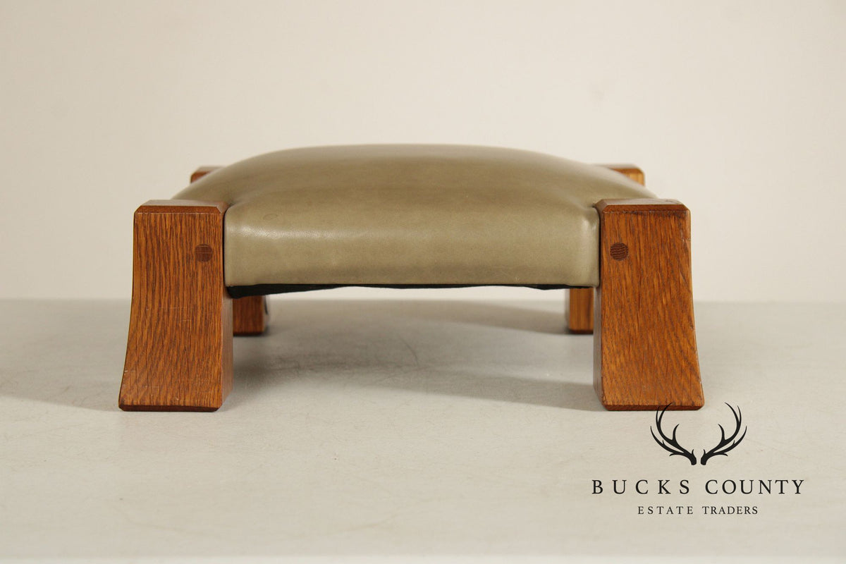 Stickley Mission Collection Oak and Leather Monk Footstool