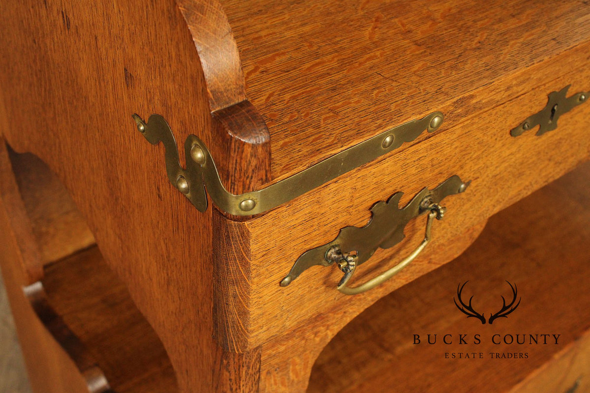 Antique Victorian Golden Oak Sideboard With Mirrored Back