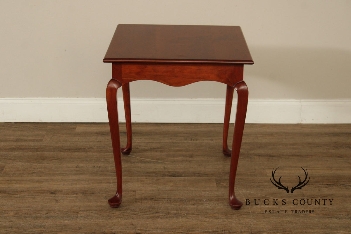 Queen Anne Style Bench Made Pair of Cherry End Tables