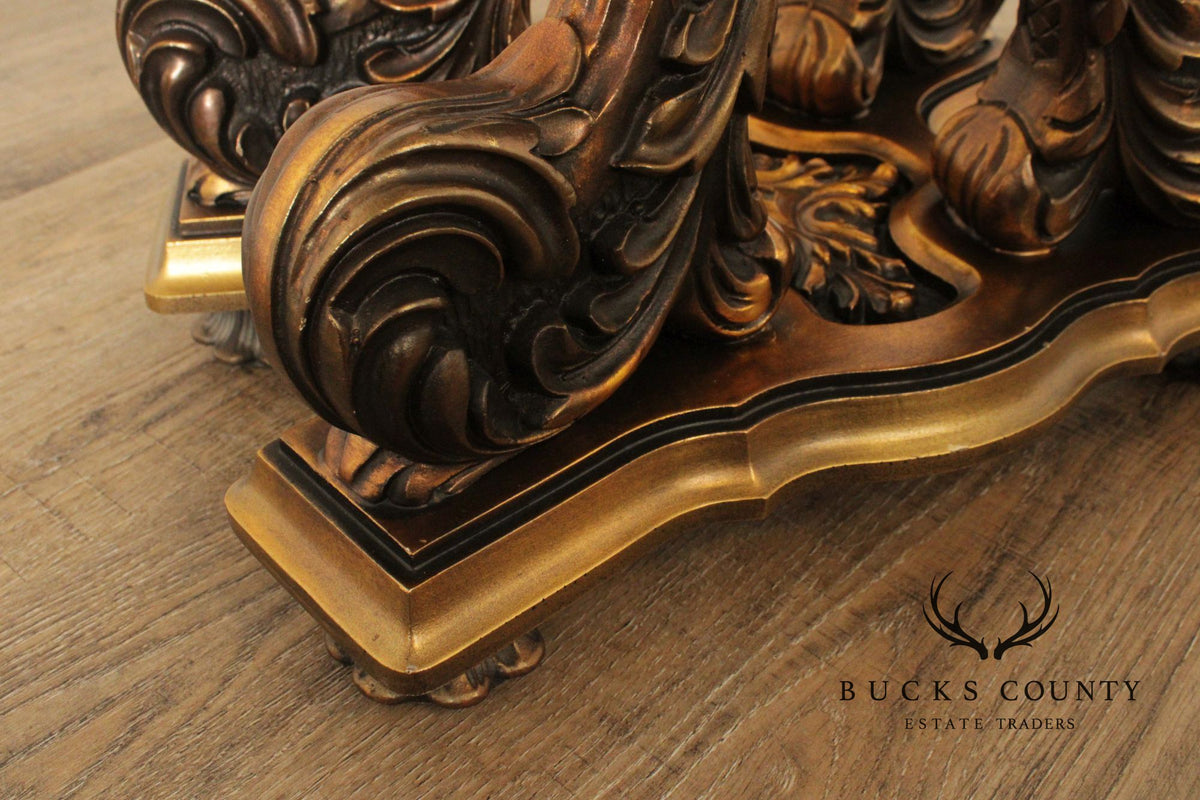 Italian Rococo Style Glass Top Giltwood Side Table