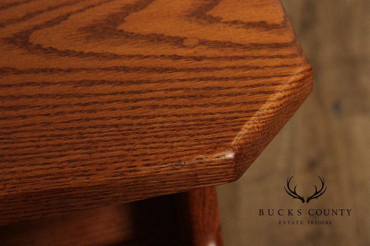 Vintage Oak Magazine Rack Side Table