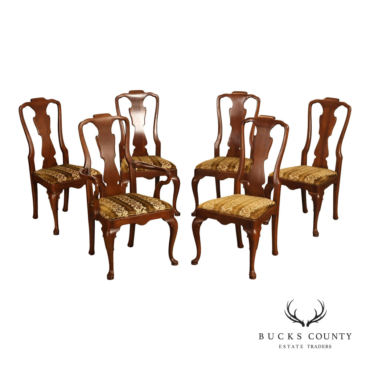 Henredon '18th Century Portfolio' Set Of Six Walnut Dining Chairs