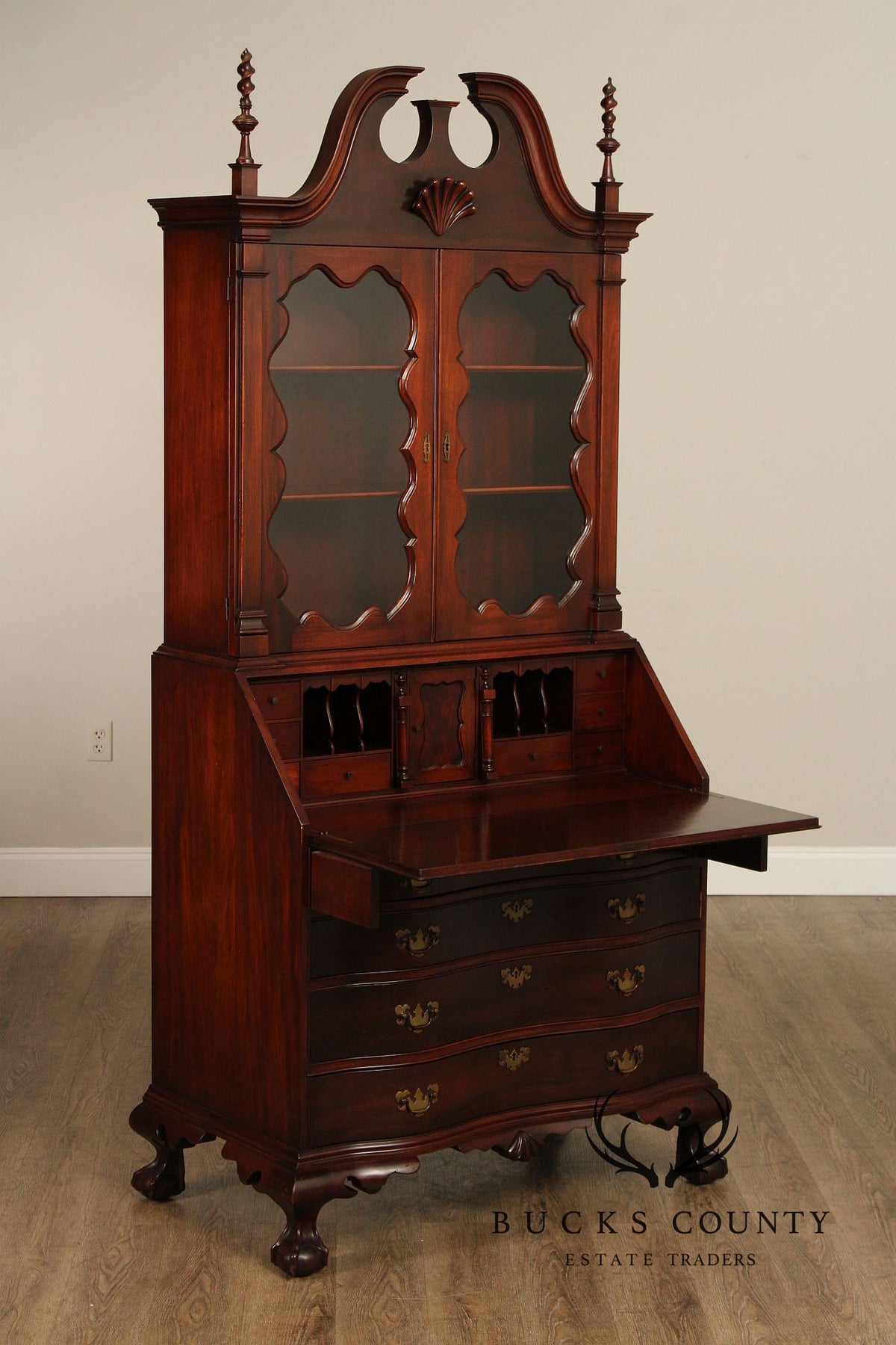 1940's Georgian Style Mahogany Secretary Bookcase