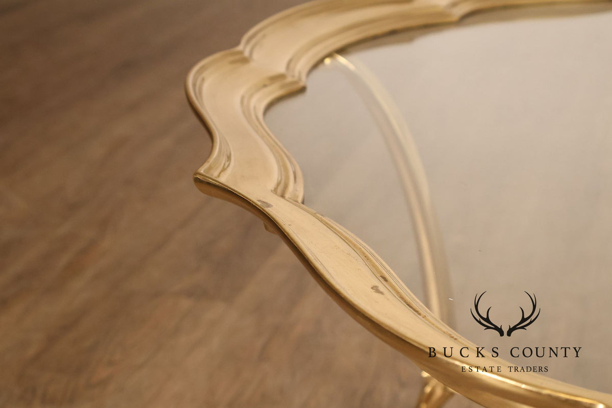 LaBarge Scalloped Brass And Glass Coffee Table