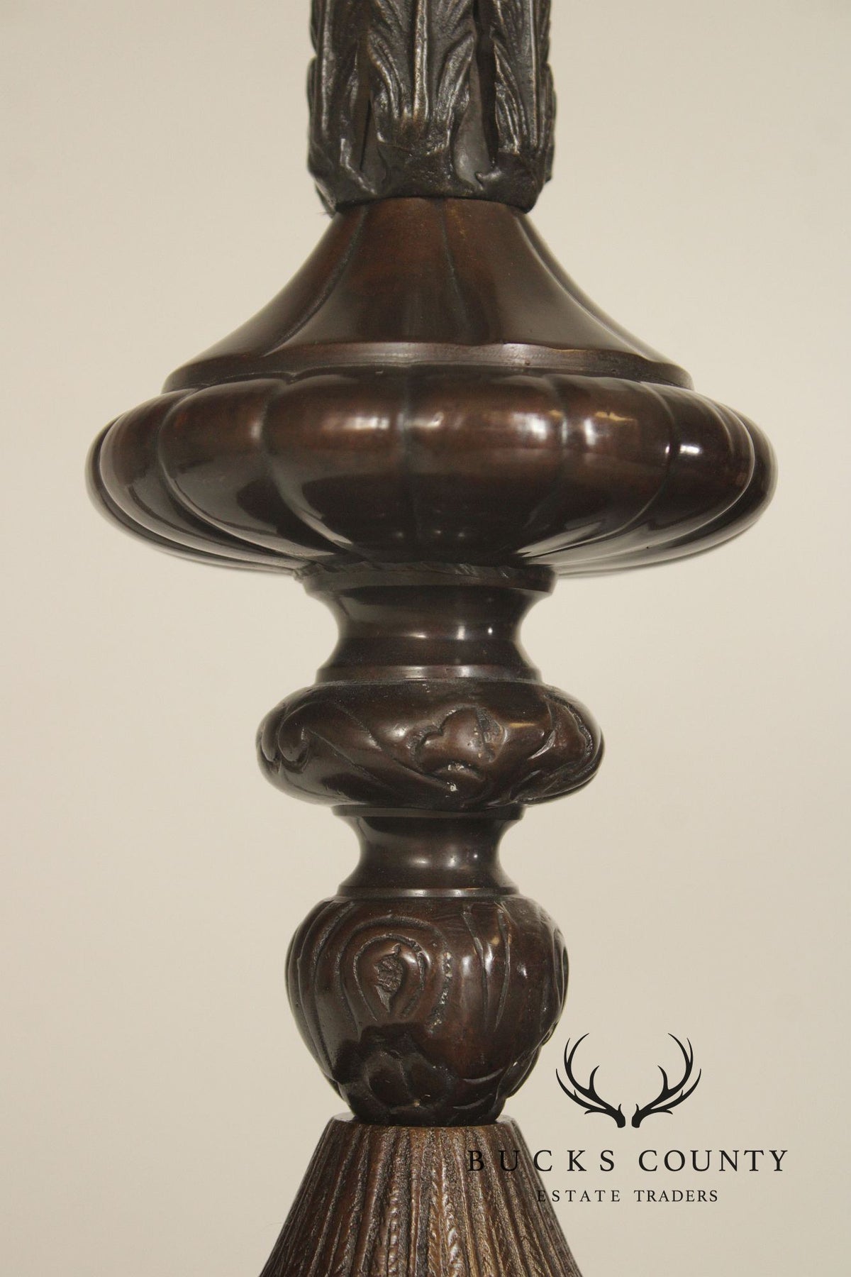 Vintage Bronze Acanthus Leaf Candlestick Table Lamp