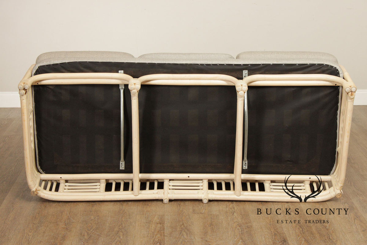 Brighton Pavilion Style Vintage Rattan Three-Seat Sofa