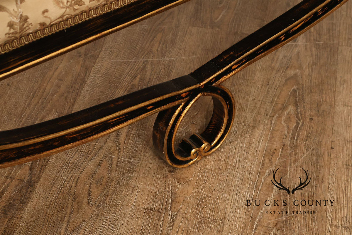 Armando Rho Regency Style Settee Bench Black and Gold