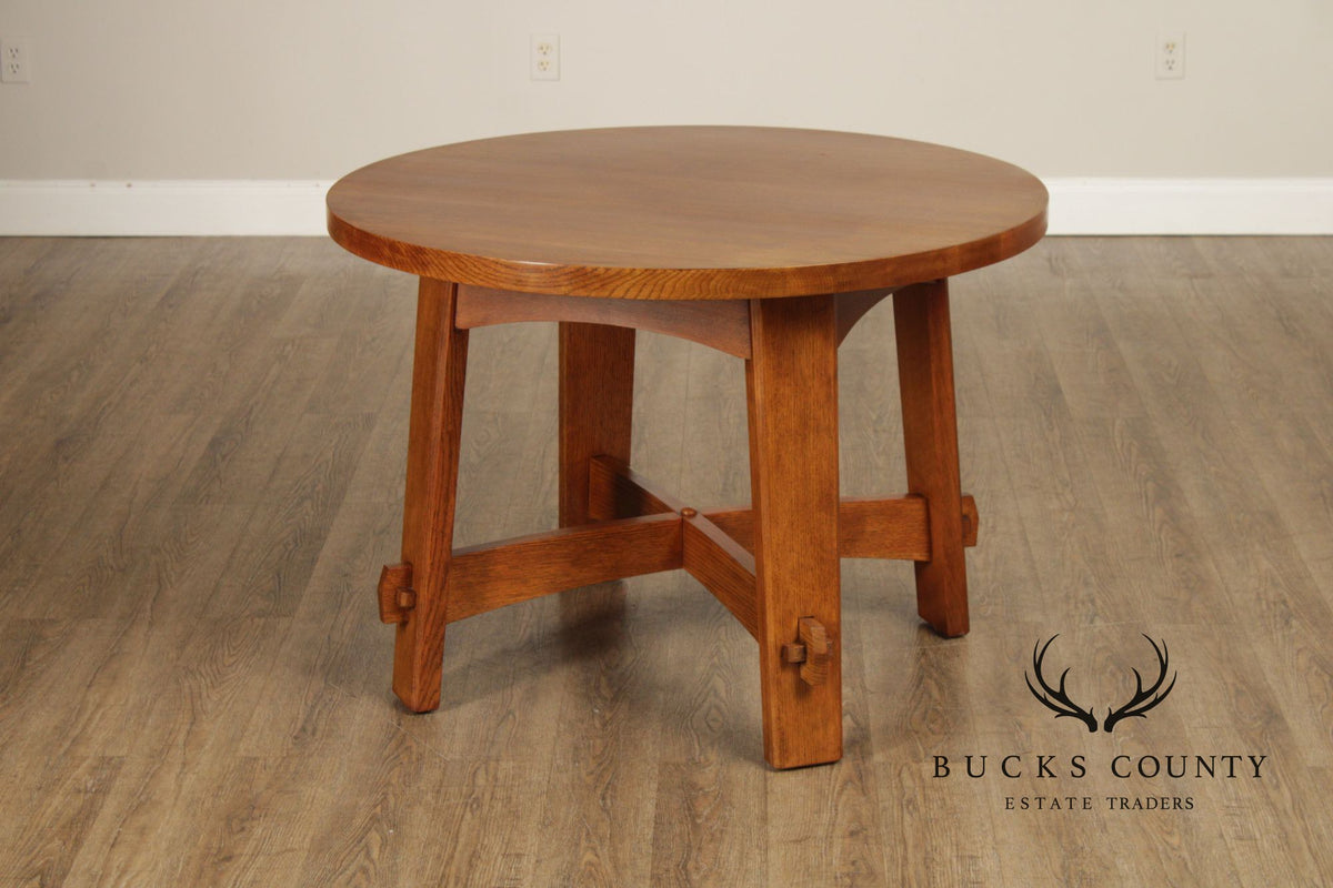 Stickley Mission Collection Round Oak Commemorative Library Table