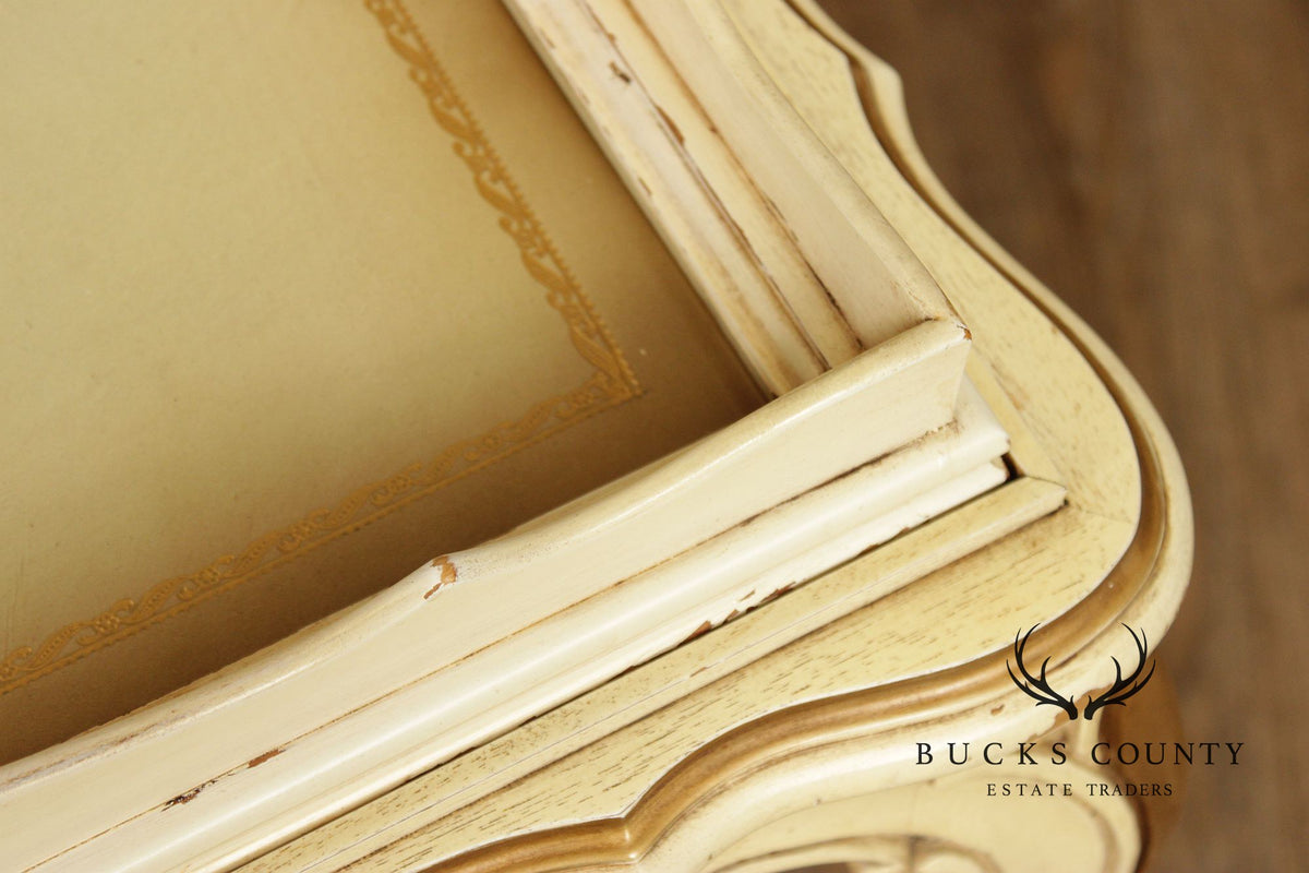 French Provincial Style Vintage Painted Tray Top Bar Cart