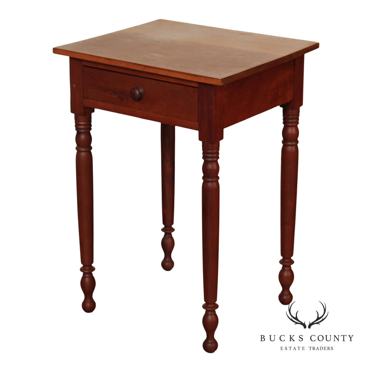 Antique American Poplar Empire One Drawer Work Table