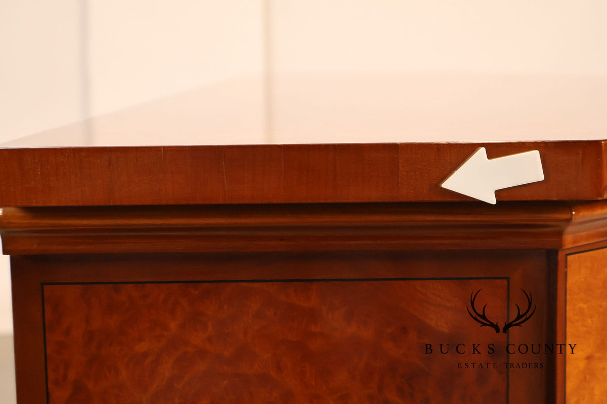 Italian Marquetry Inlaid Burl Wood Credenza Sideboard Server