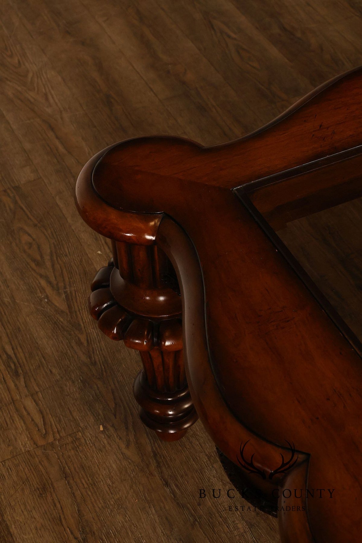 Mediterranean Style Carved Wood And Glass Square Coffee Table