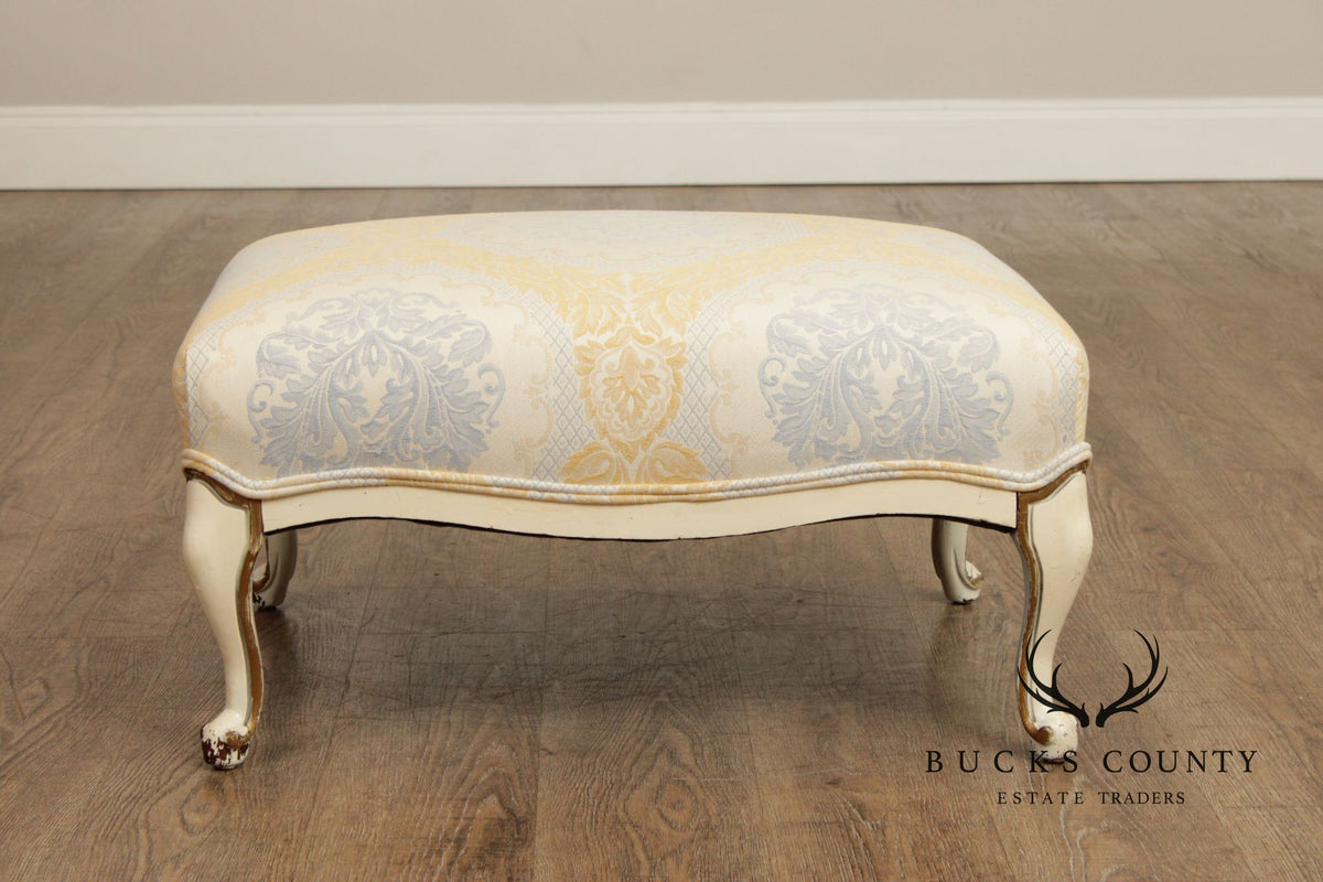 French Provincial Style Barrel Back Caned Lounge Chair and Ottoman