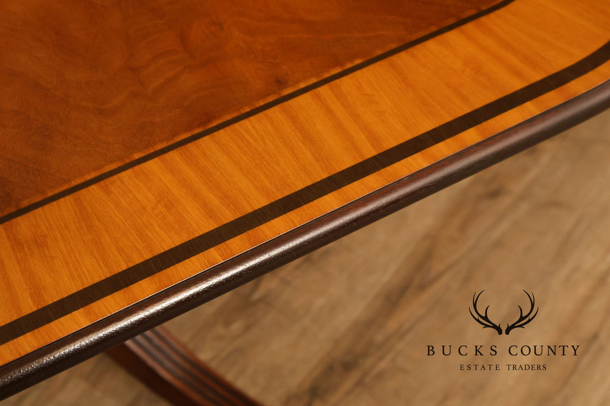 Baker Stately Homes Mahogany Double Pedestal Extendable Dining Table