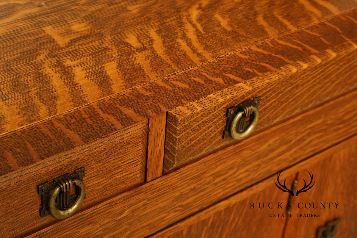 Antique Arts And Crafts Mission Oak Mirrored Sideboard Buffet