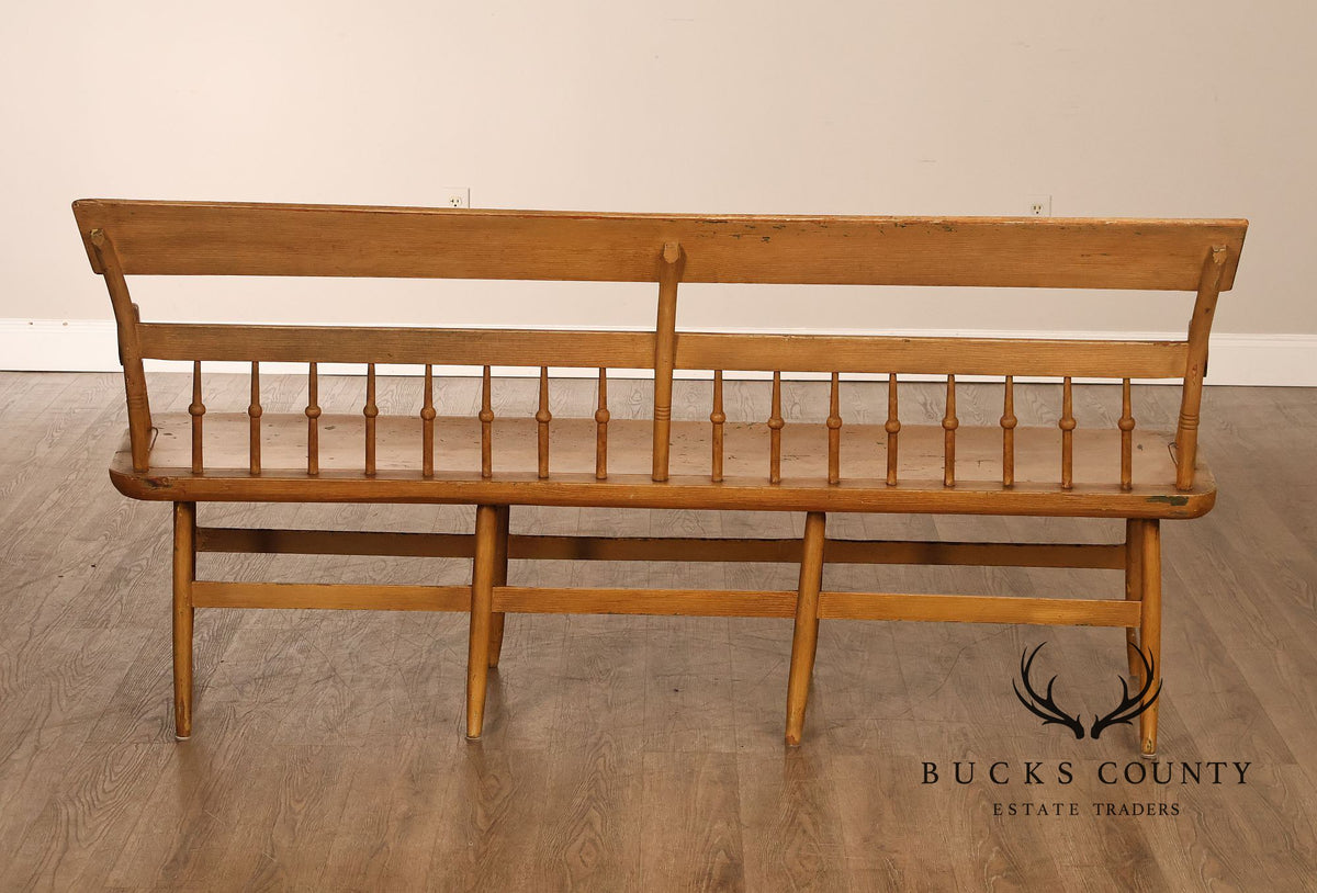 Antique Grain Painted American Deacons Bench