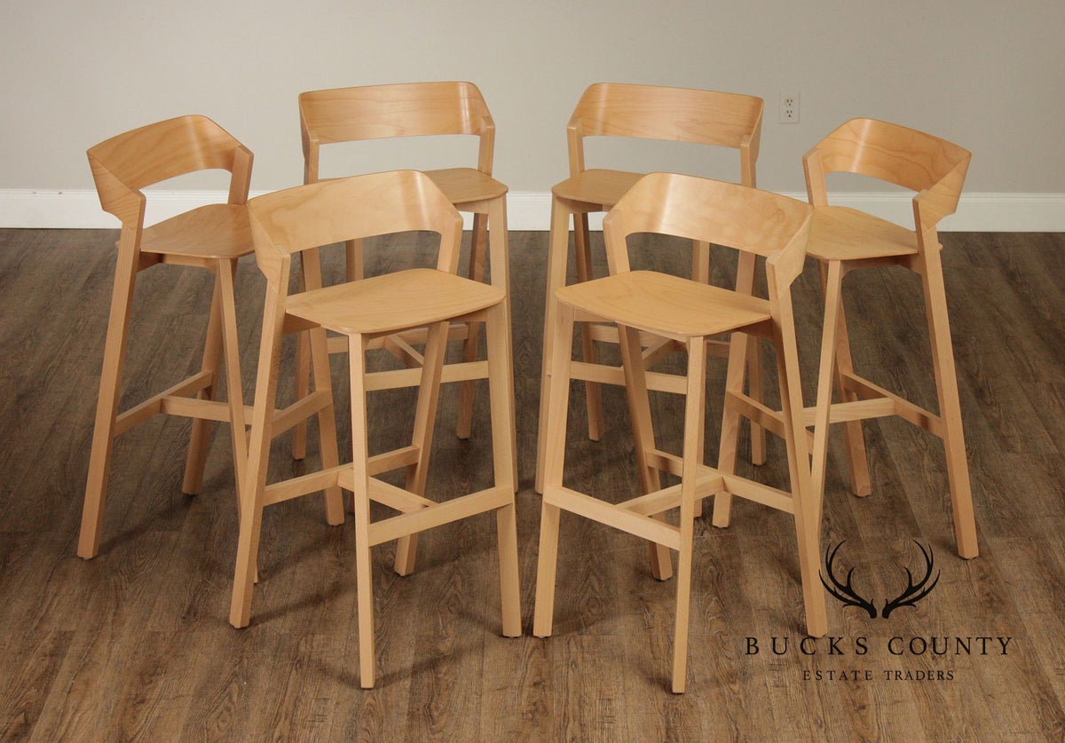 QUALITY BENTWOOD SET OF SIX MERANO BARSTOOLS BY TON