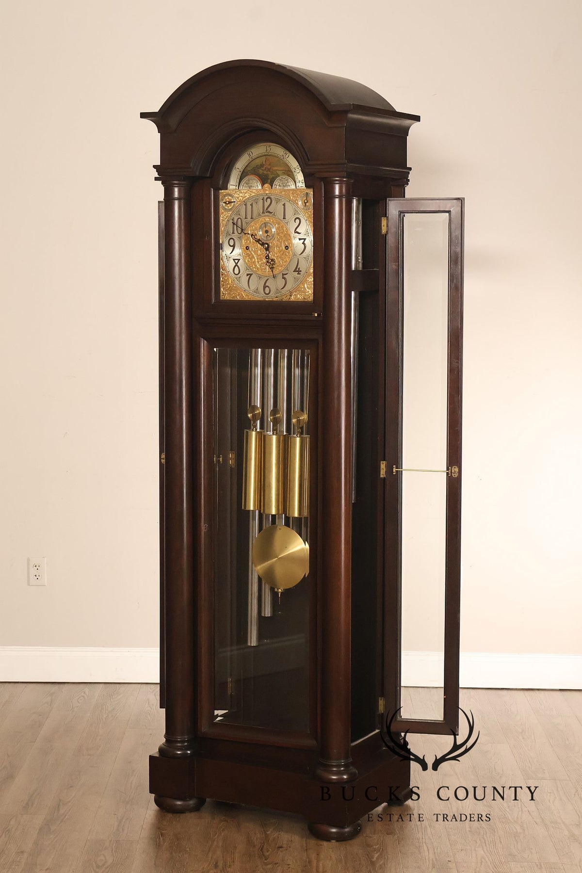 Herschede 1925 “Swan” Nine-Tube Mahogany Hall Clock
