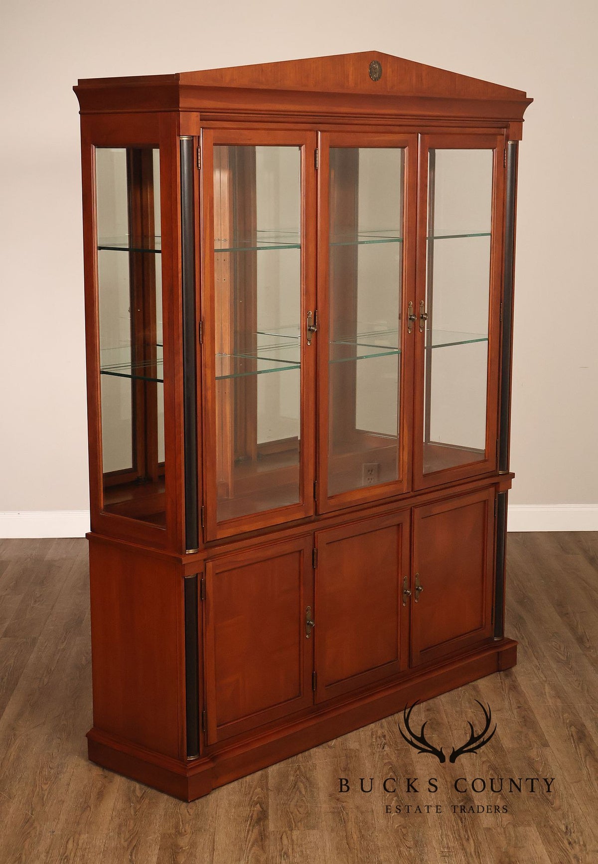 Ethan Allen Medallion Collection Cherry Lighted China Cabinet