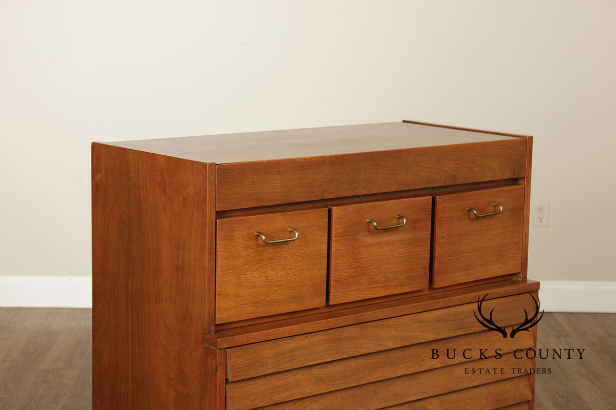 Merton Gershun For American Of Martinsville Mid-Century Modern Walnut Louvered Tall Chest