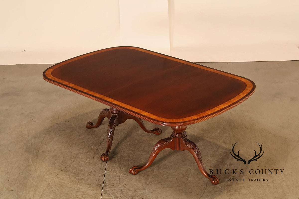 Ethan Allen Georgian Style Double Pedestal Mahogany Dining Table