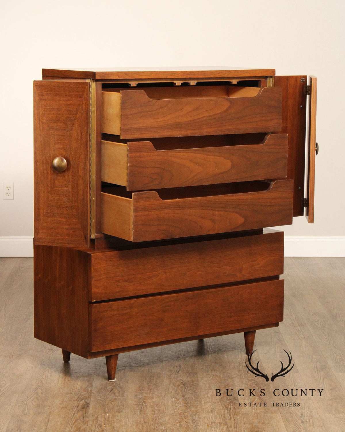 American Of Martinsville Mid Century Modern Walnut Gentleman's Chest