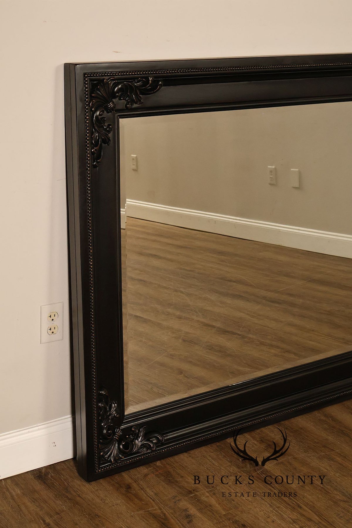Rococo Style Large Ebonized Leaner Mirror