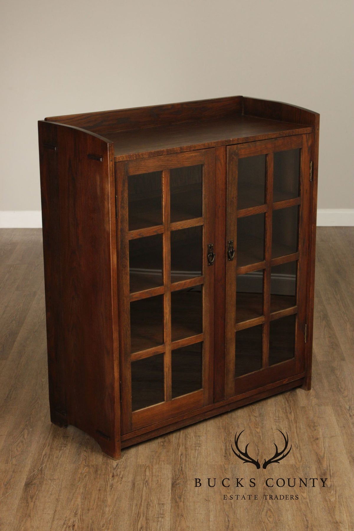 Antique Mission Oak Two Door Bookcase