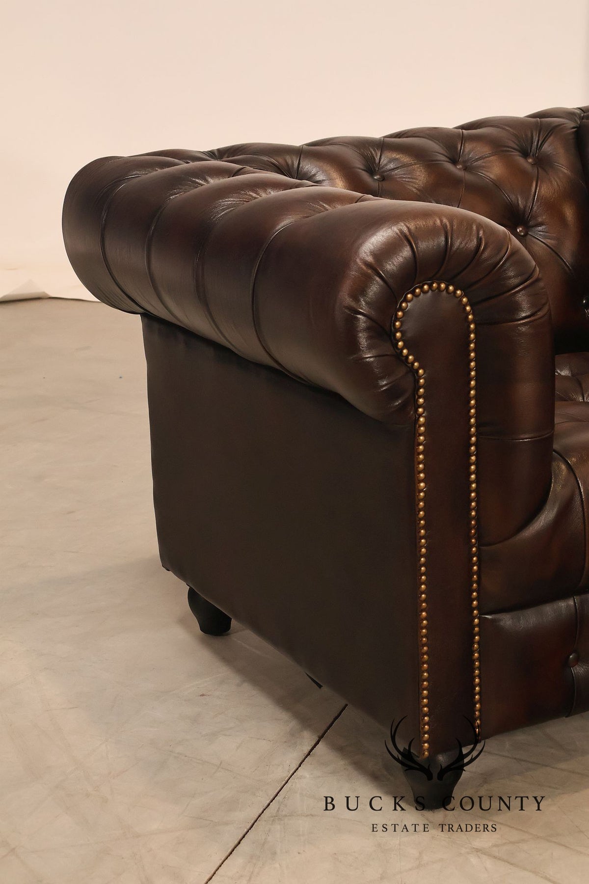 Chesterfield Style Dark Brown Tufted Leather Club Chair