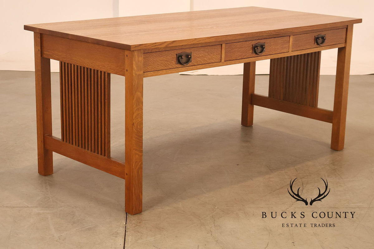 Stickley Mission Collection Oak Spindle Desk Library Table
