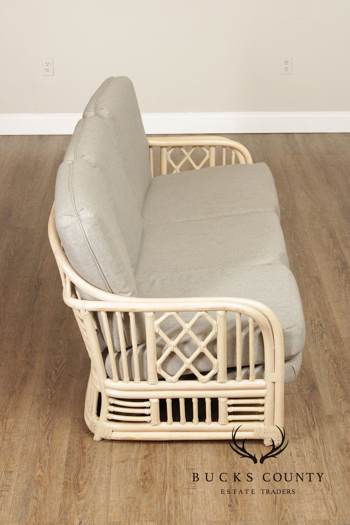 Brighton Pavilion Style Vintage Rattan Three-Seat Sofa
