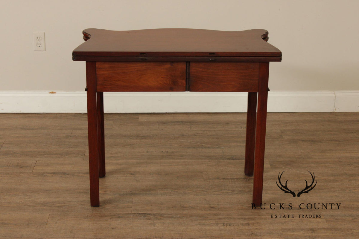 1940's Chippendale Style Mahogany Flip Top Card Table