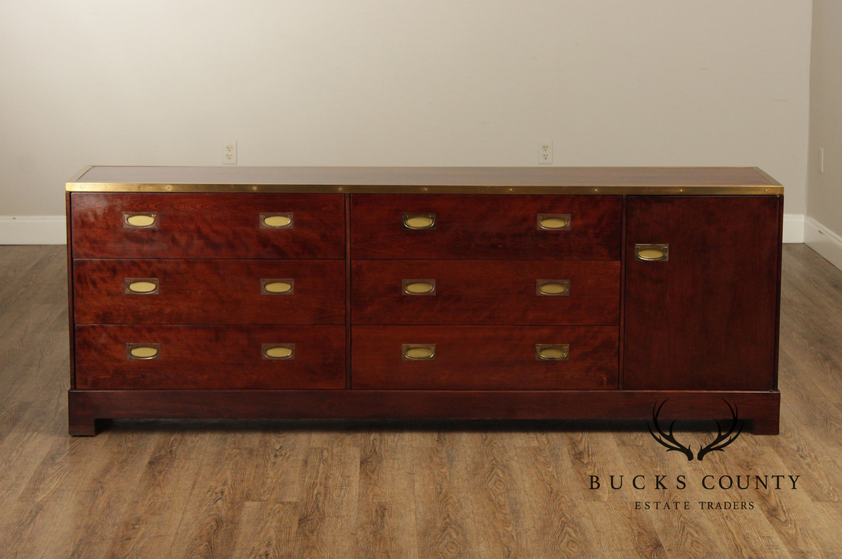 Campaign Style Mahogany Brass Mounted Sideboard