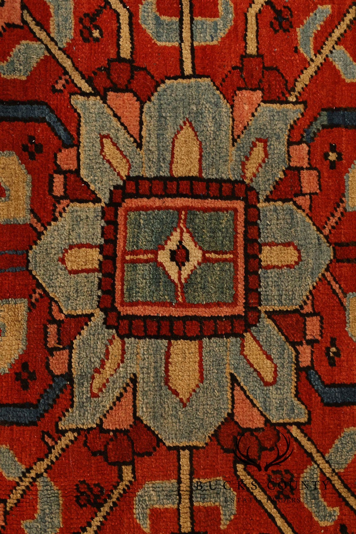 Antique Hand Knotted Persian Heriz Room Size Rug  12' X 15'