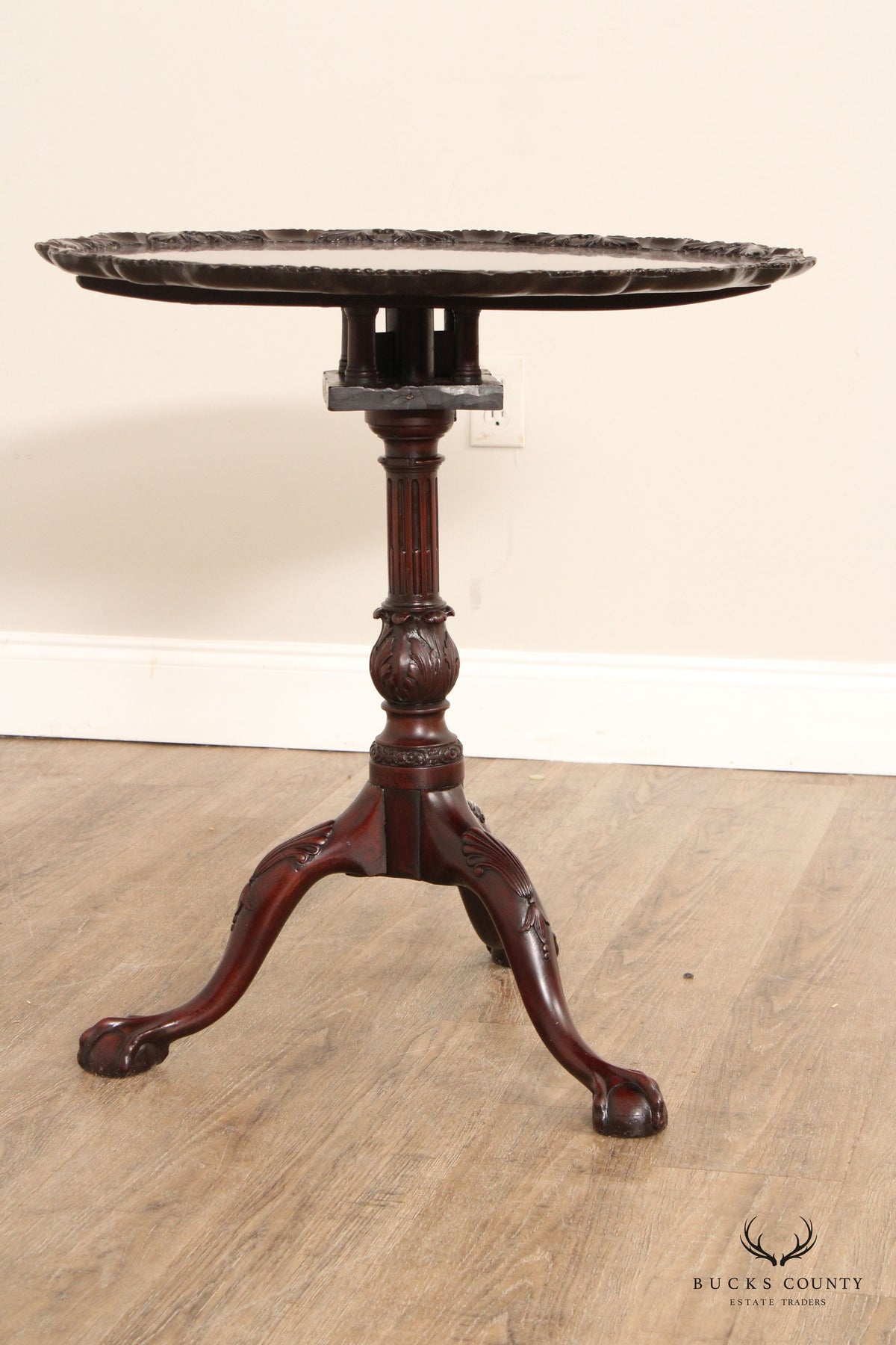 Chippendale Carved Mahogany Tilt Top Pedestal Table