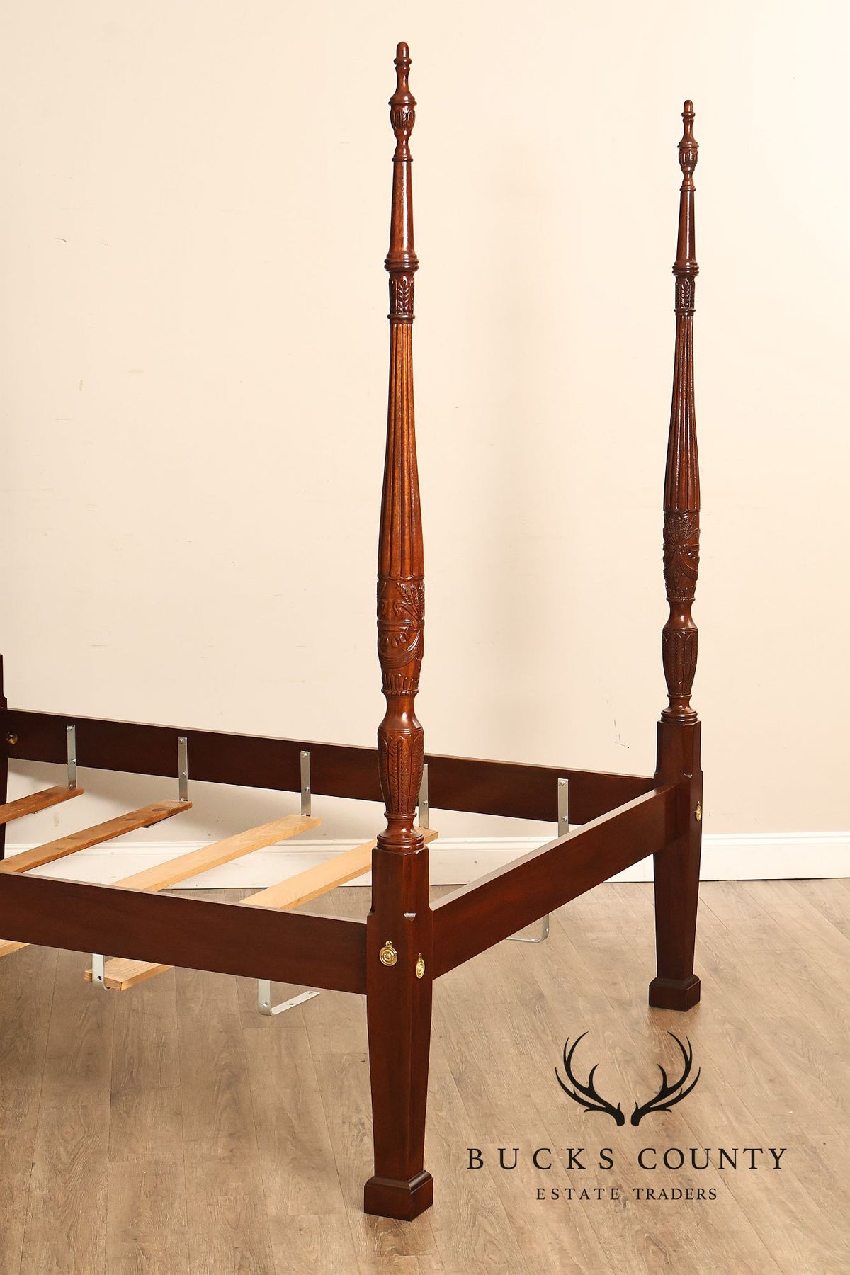 Councill Craftsmen Carved Mahogany Queen Size Four Poster Bed