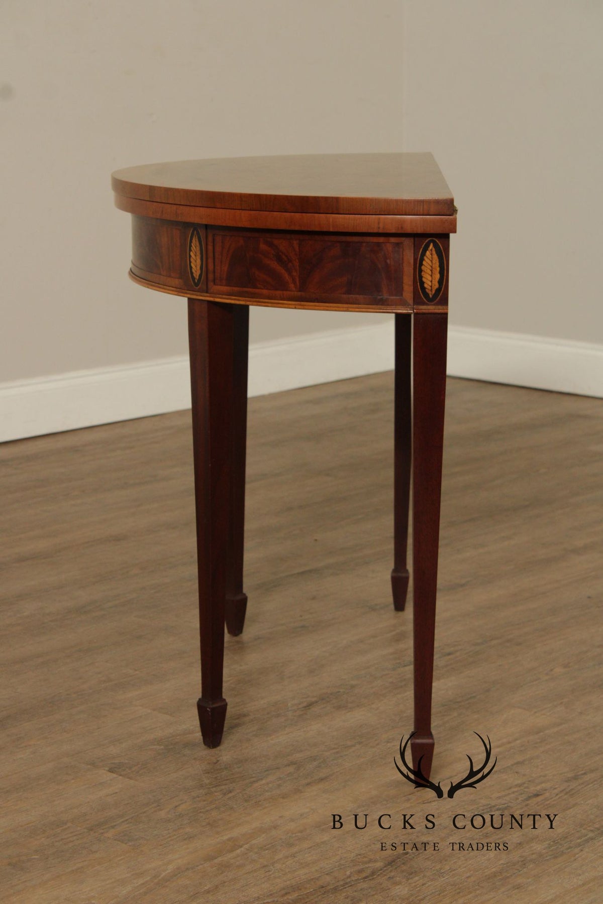Hekman Federal Style Mahogany And Yew Wood Demilune Game Table