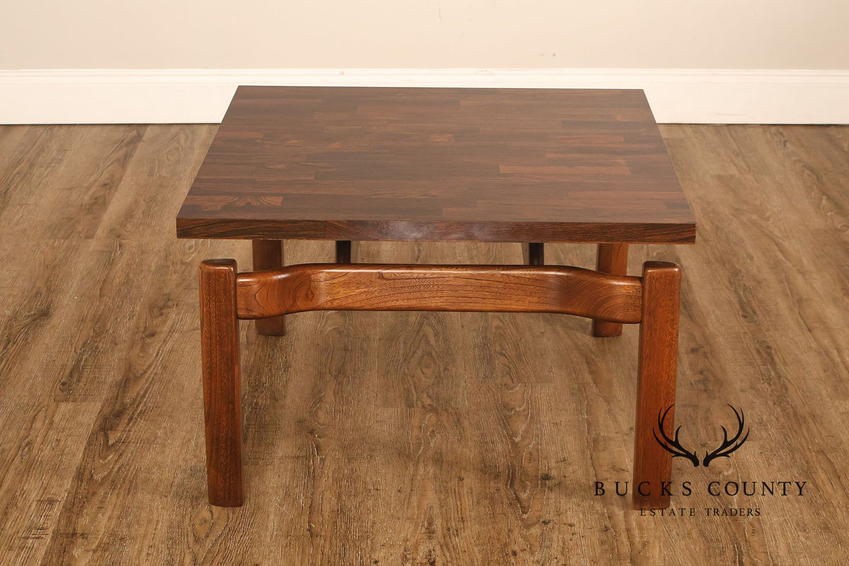 Danish Modern Vintage Square Laminate Top Teak End Table