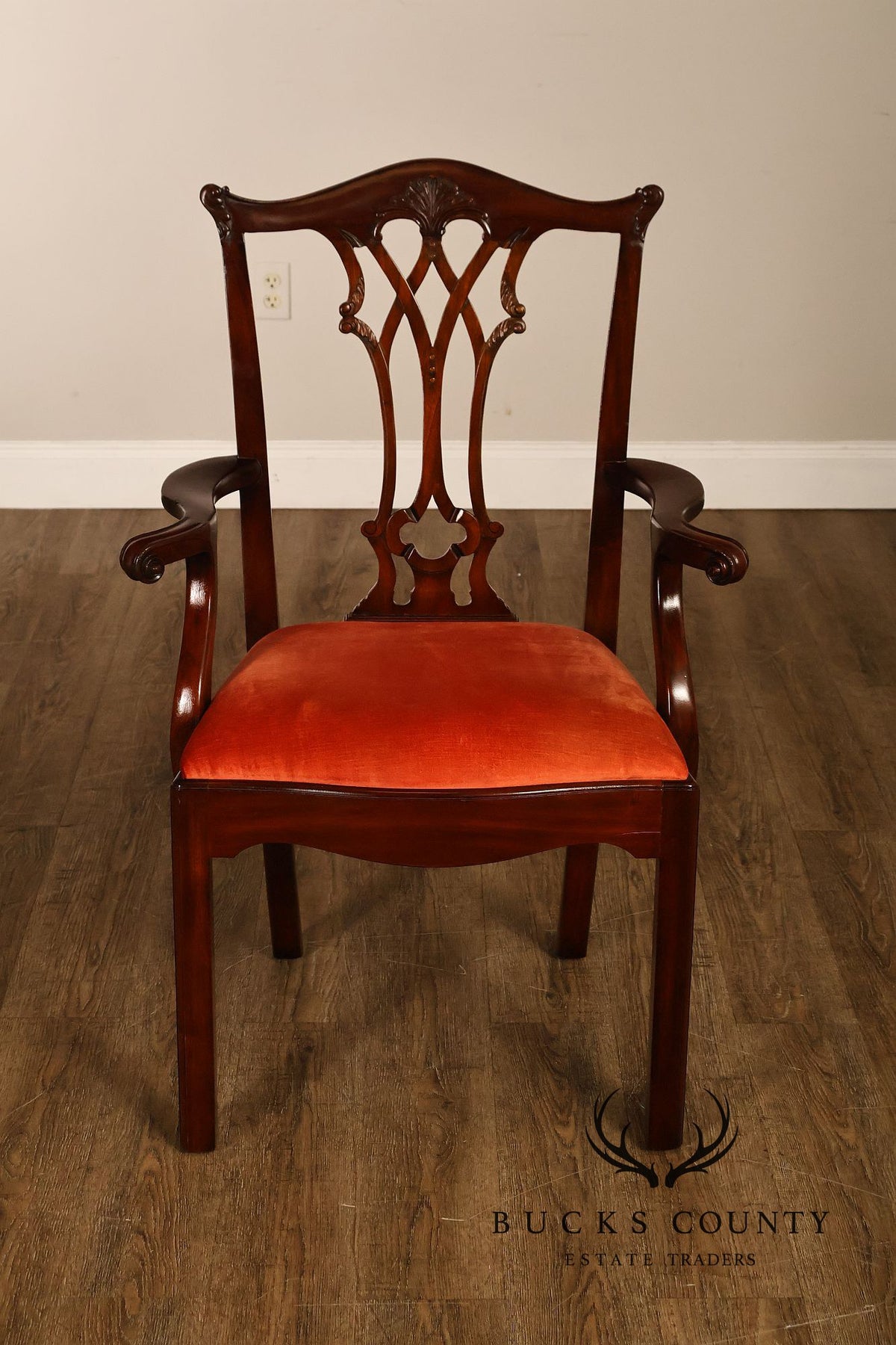 Maitland-Smith Set Of Eight Chippendale Style Mahogany Dining Chairs