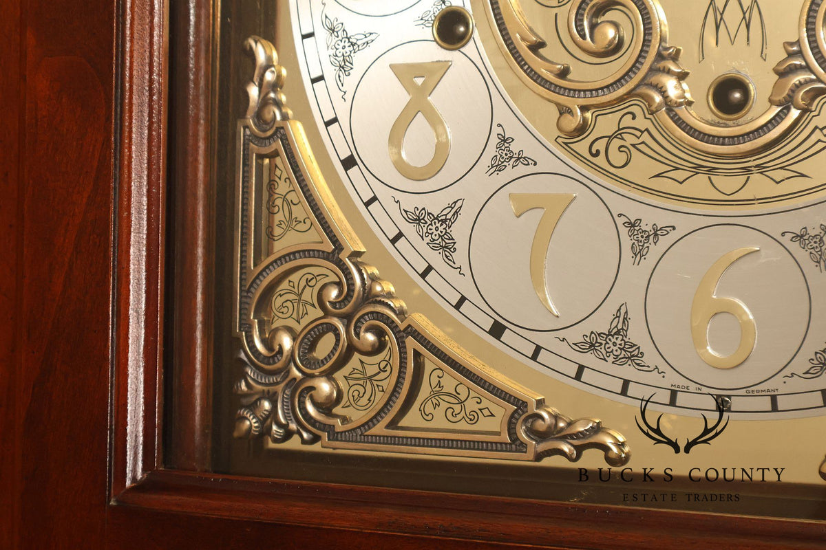 Sligh Mahogany Grandfather Clock With Moon Dial And Triple Chime Movement
