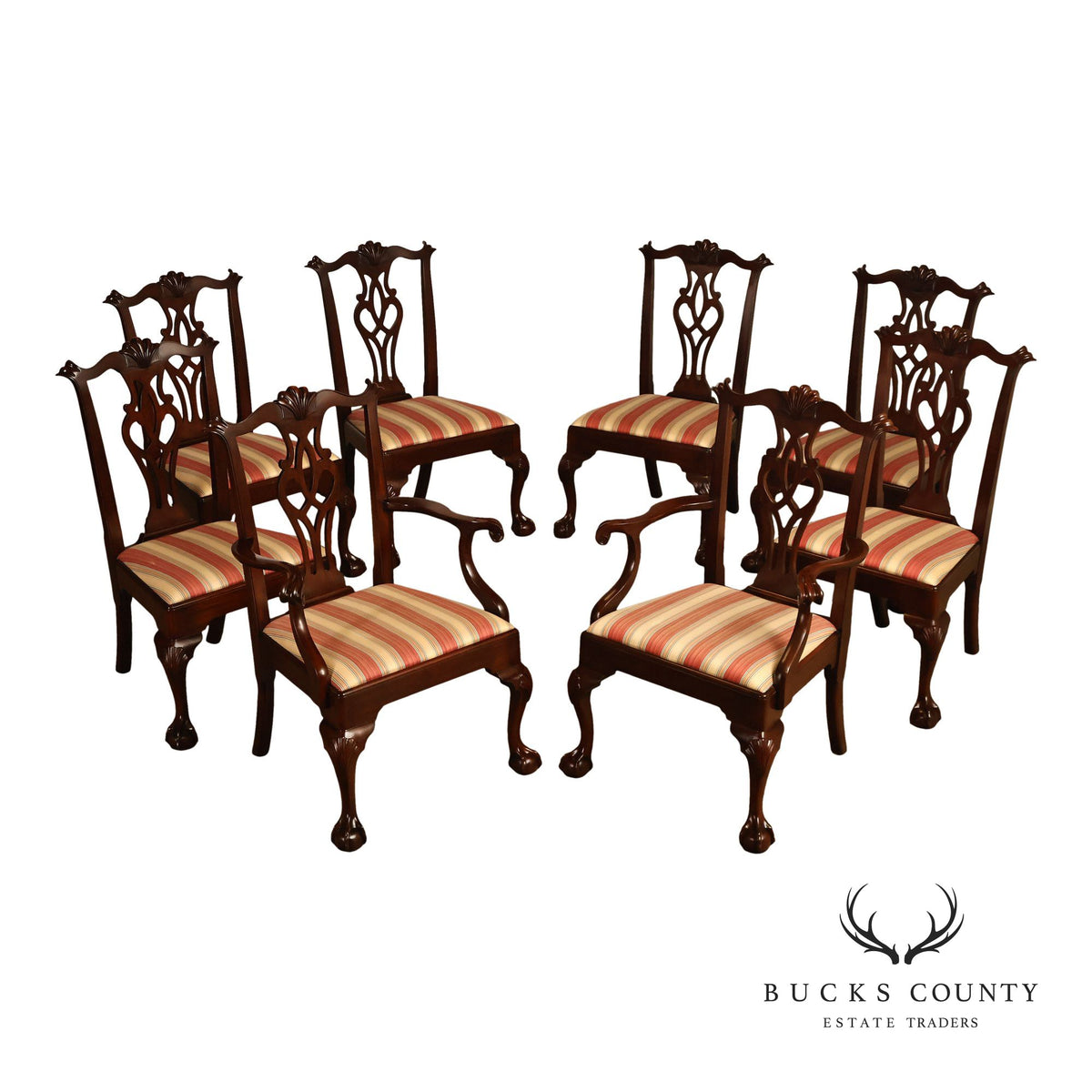 Henkel Harris Set Of Eight Chippendale Mahogany Dining Chairs