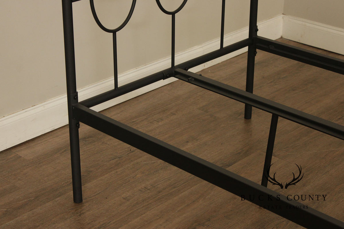 West Elm Pair of 'Ellipse' Twin Size Iron Canopy Beds