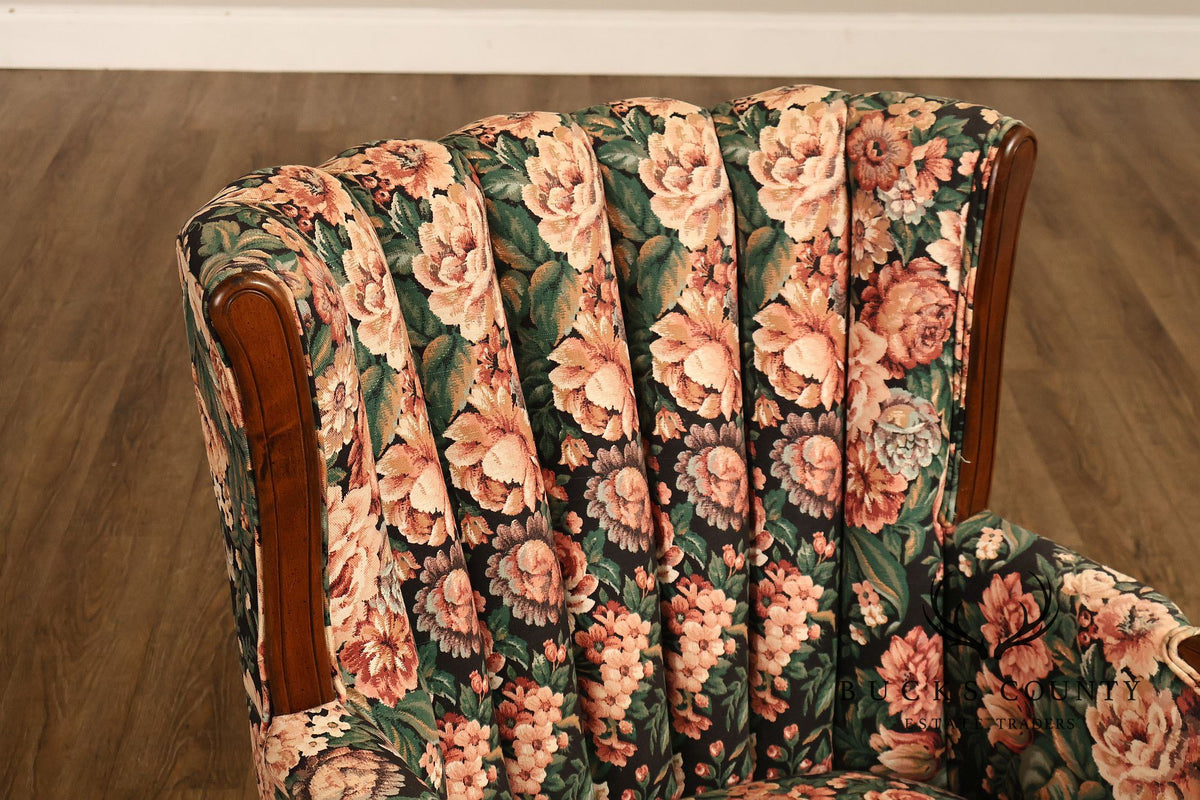 Queen Anne Style Vintage Channel Back Armchair