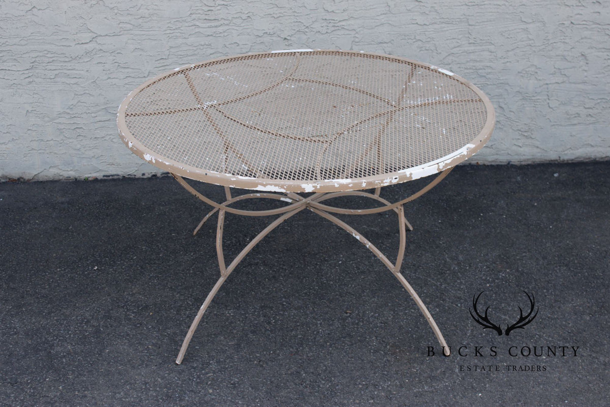 Mid Century Modern Round Wrought Iron Patio Dining Table