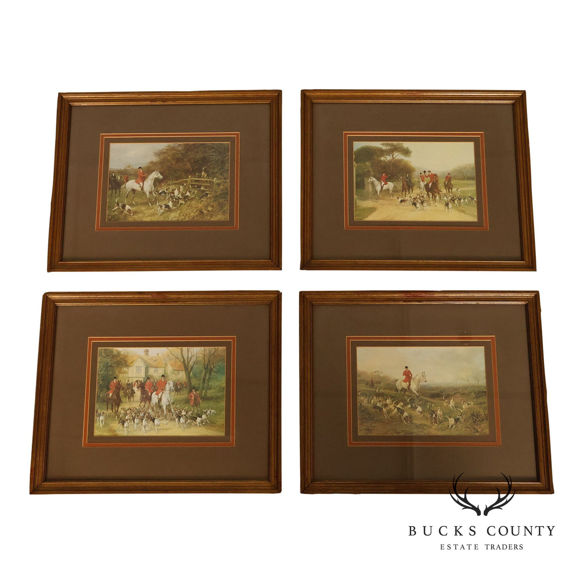 Set of Four Vintage Fox Hunt Scene Framed Prints