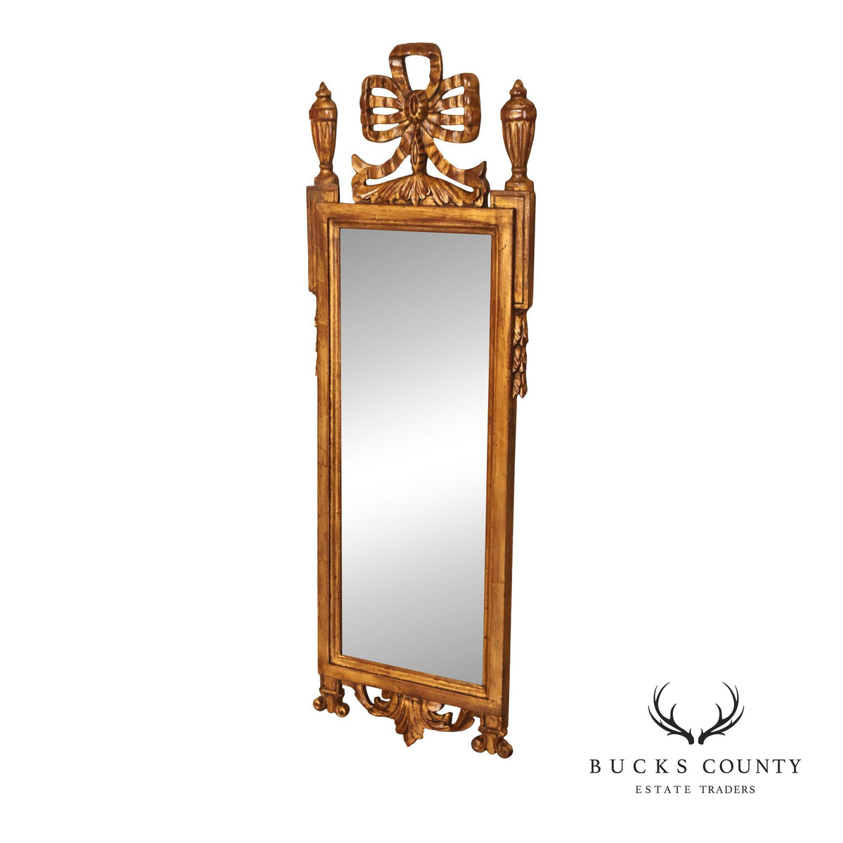 Italian Giltwood Narrow Vintage Wall Mirror Mirror